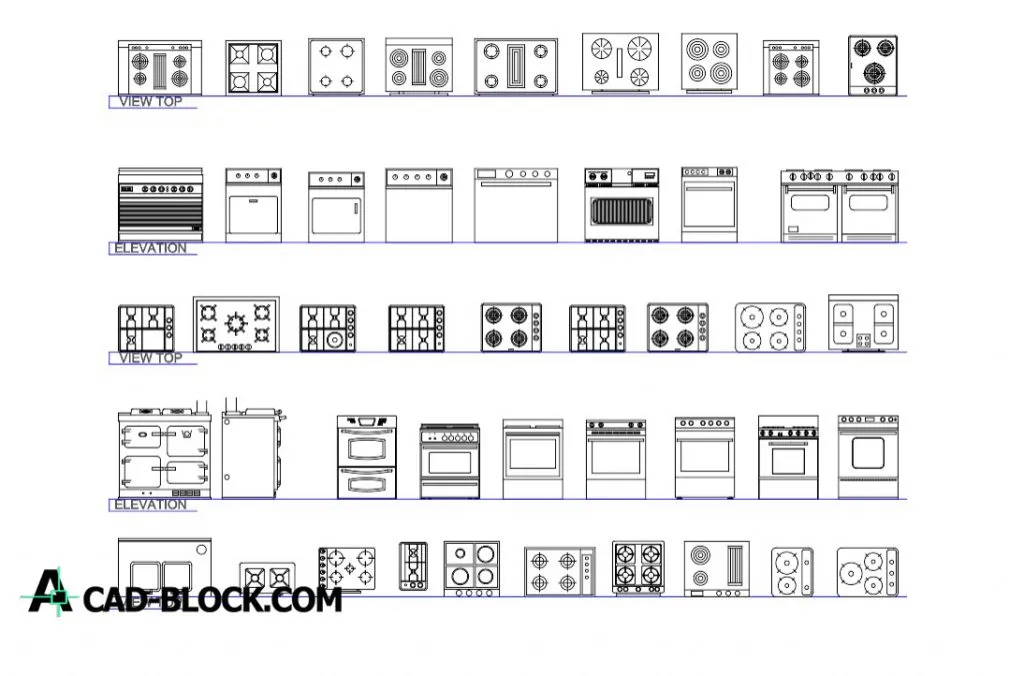10708 kitchen appliance cad blocks