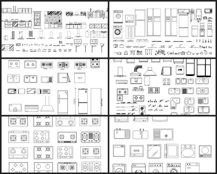 10708 kitchen layout cad blocks